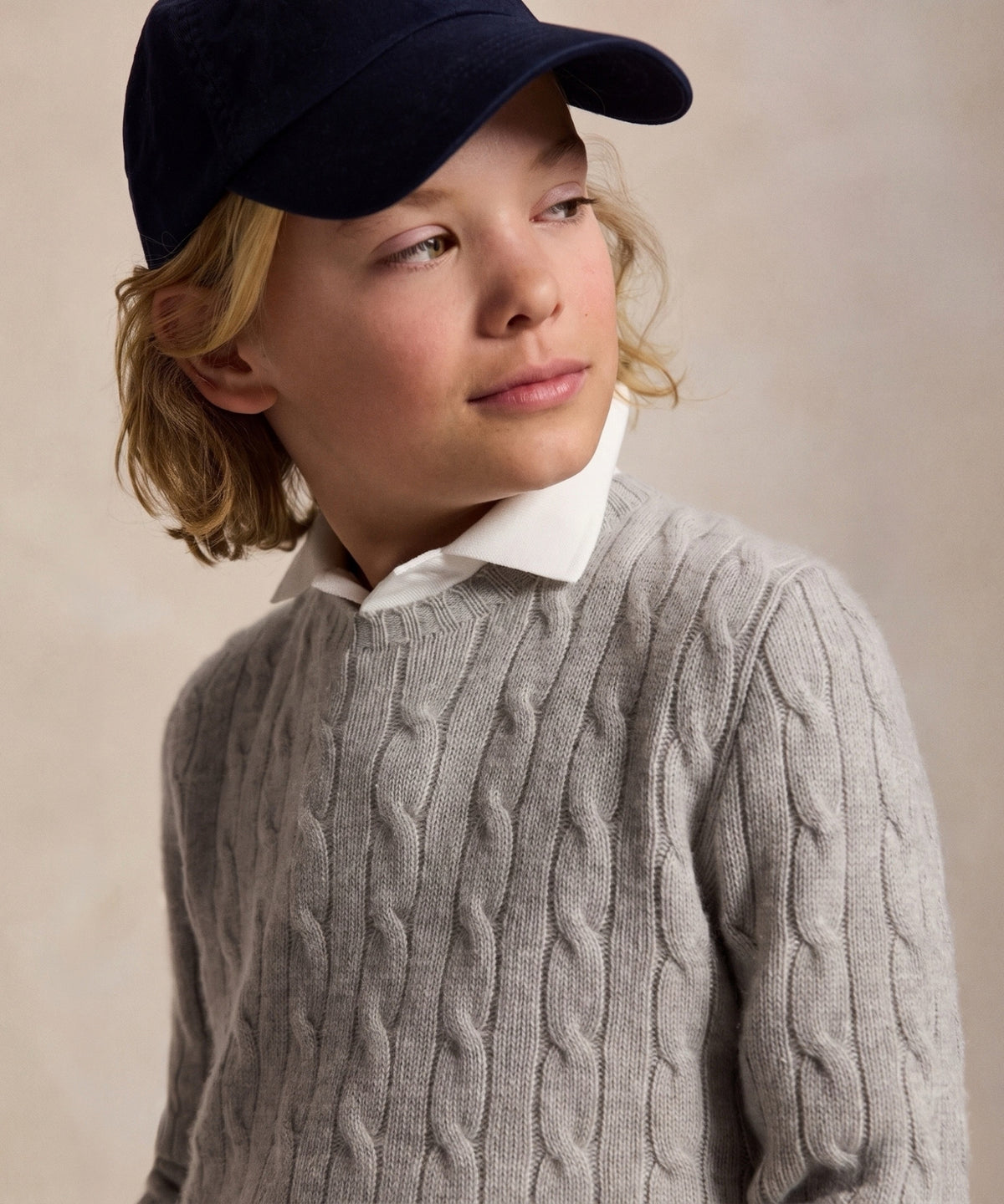 Cashmere Kabelstrik - Light Grey Heather