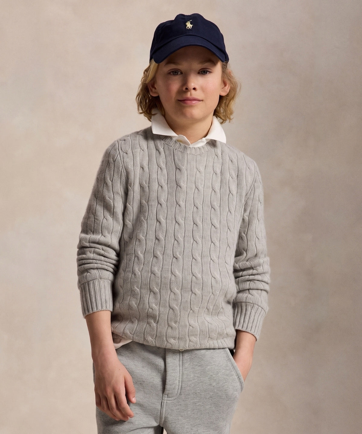 Cashmere Kabelstrik - Light Grey Heather