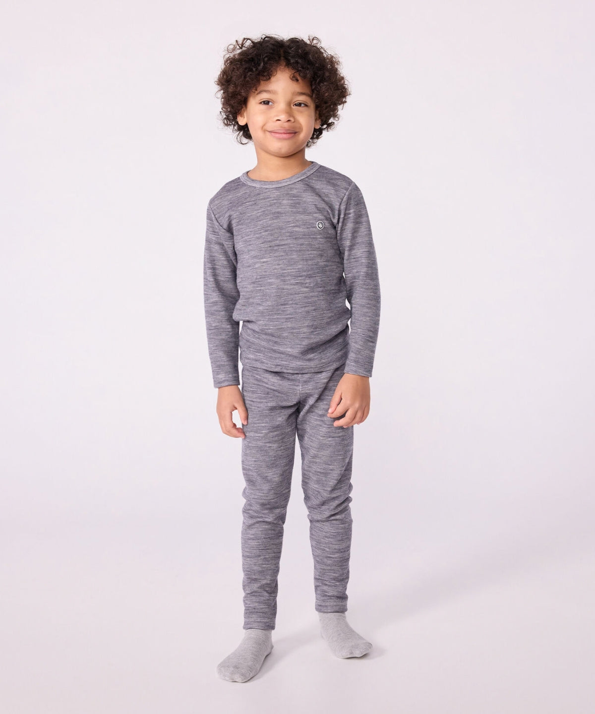 Uld Langærmet T-shirt - Soir/Marshmallow