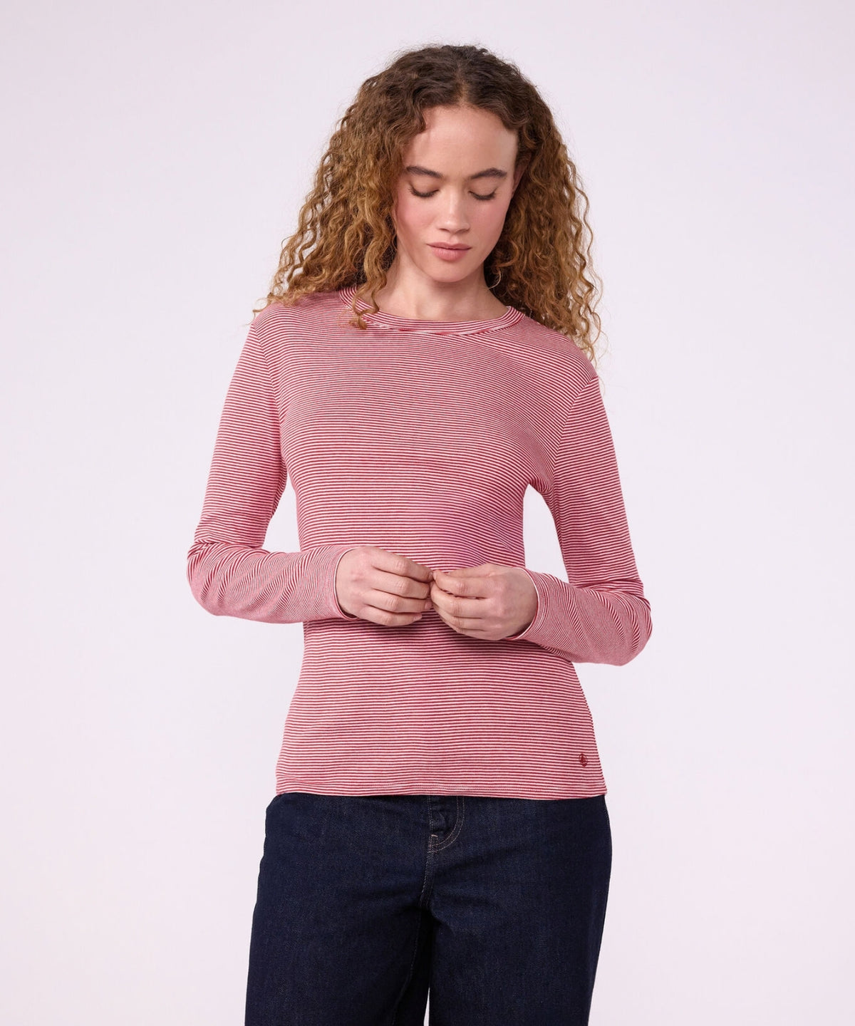 Langærmet T-shirt - Chili/Marshmallow