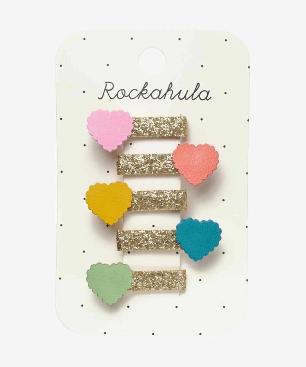 5-Pack Scallop Heart Mini Clip Hårspænder - Guld